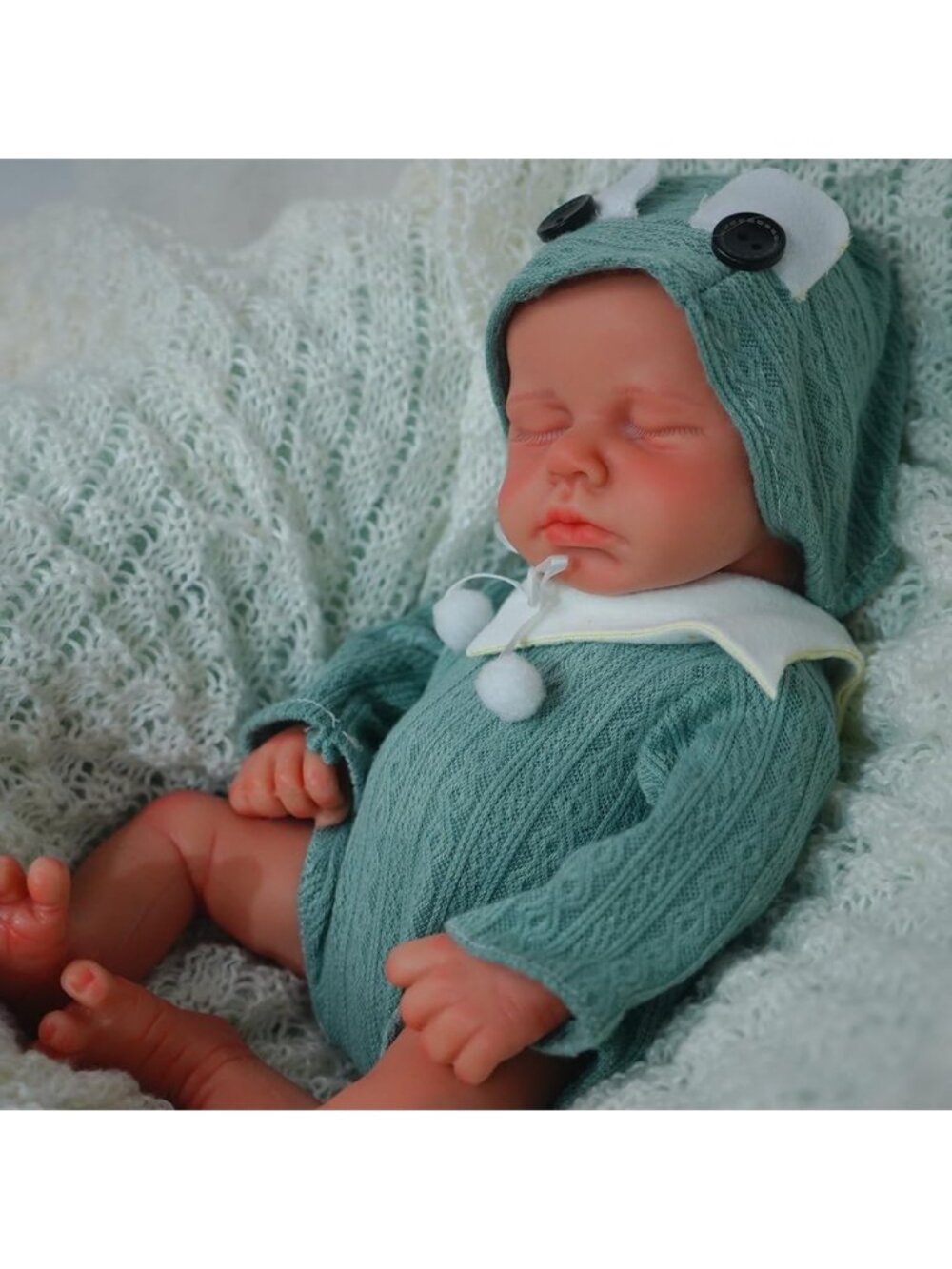 12-inch Green Full Silicone Newborn Real Life Baby Dolls with Realistic Veins